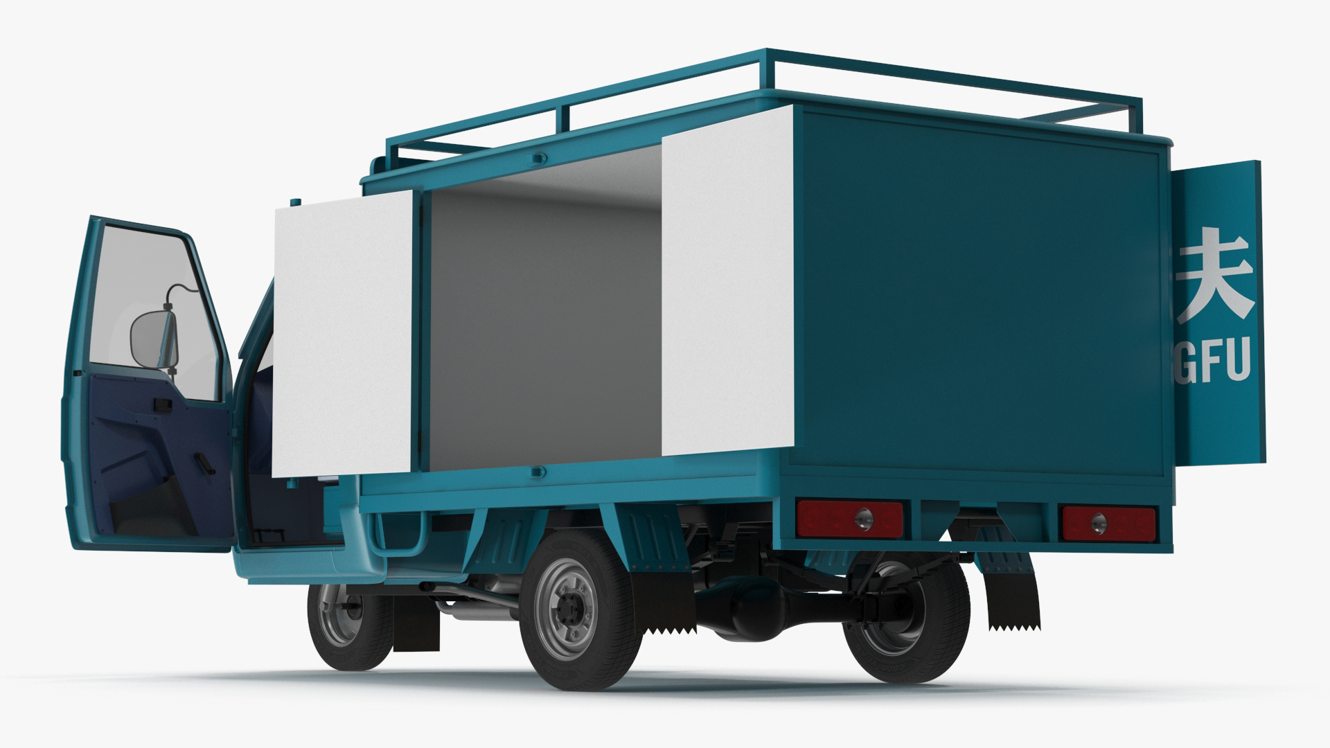 3D model Delivery Trike with Close Body Blue