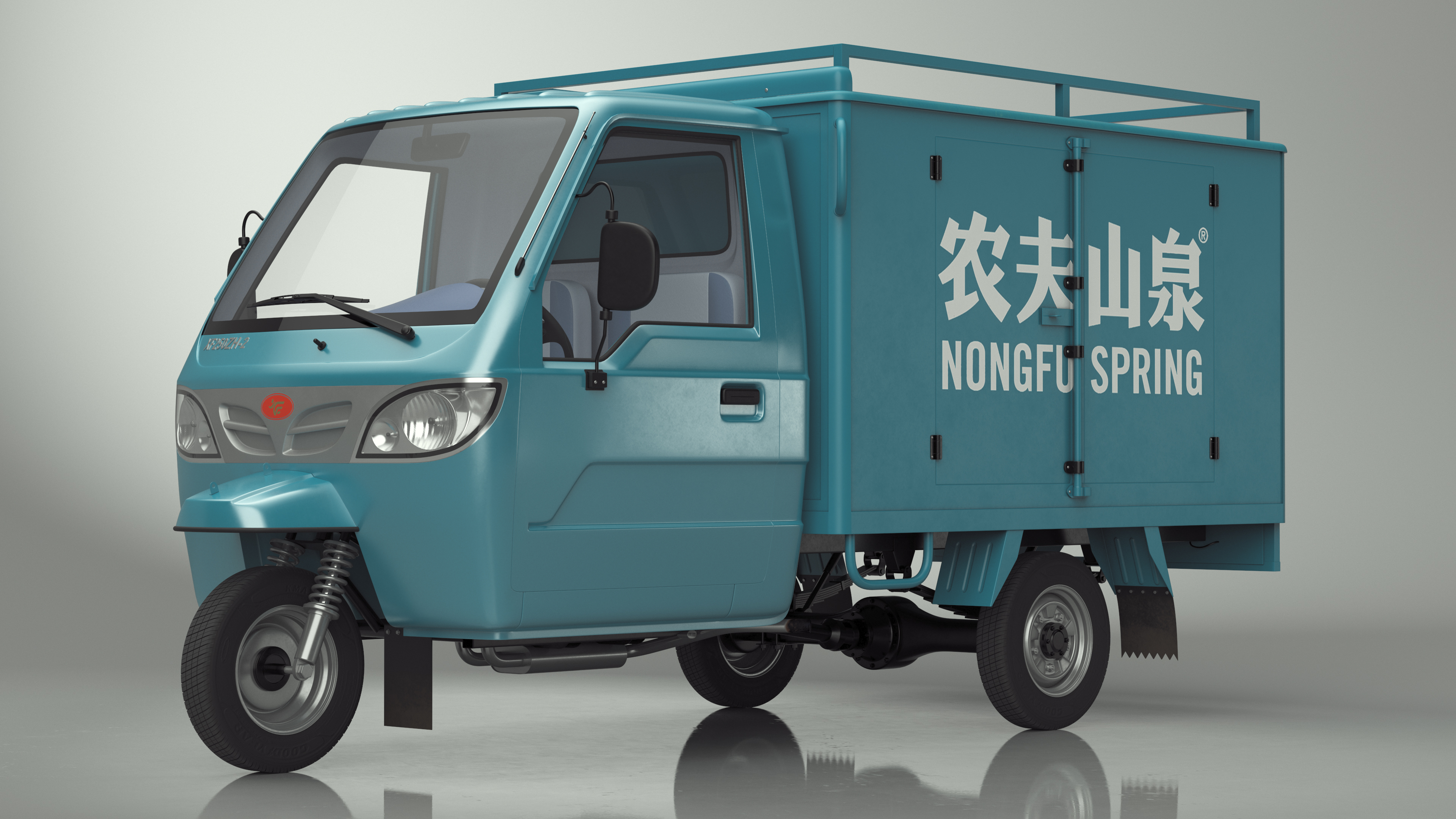 3D model Delivery Trike with Close Body Blue