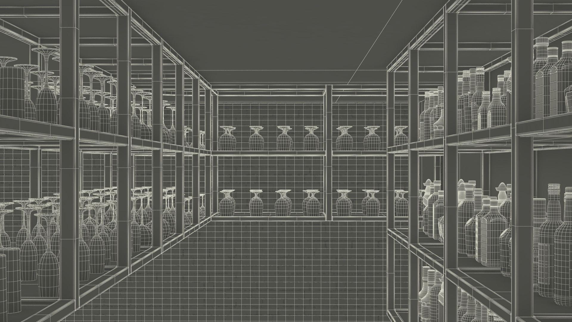 3D Modern Bar with Shelves model