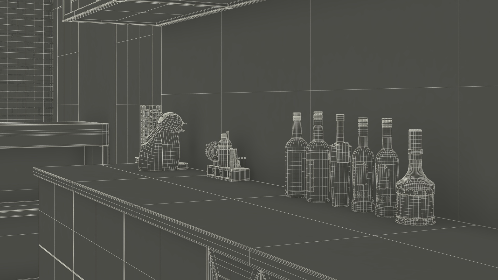 3D Modern Bar with Shelves model