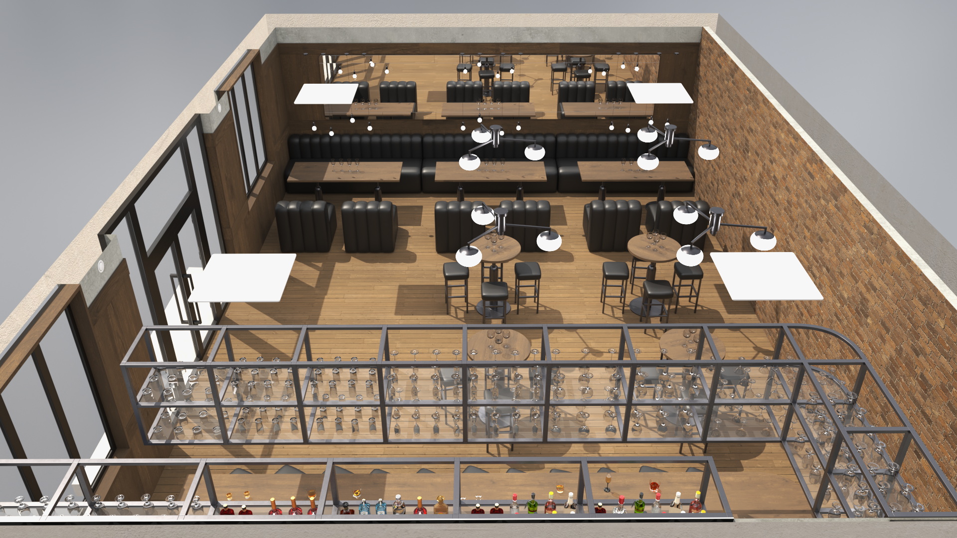 3D Modern Bar with Shelves model