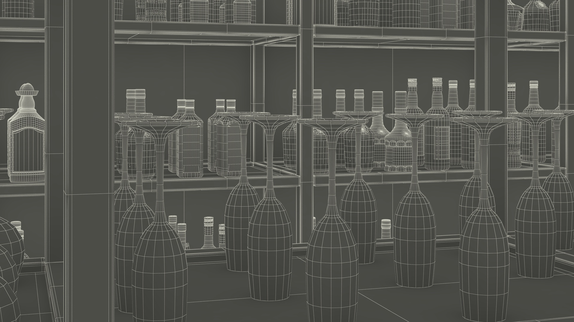 3D Modern Bar with Shelves model