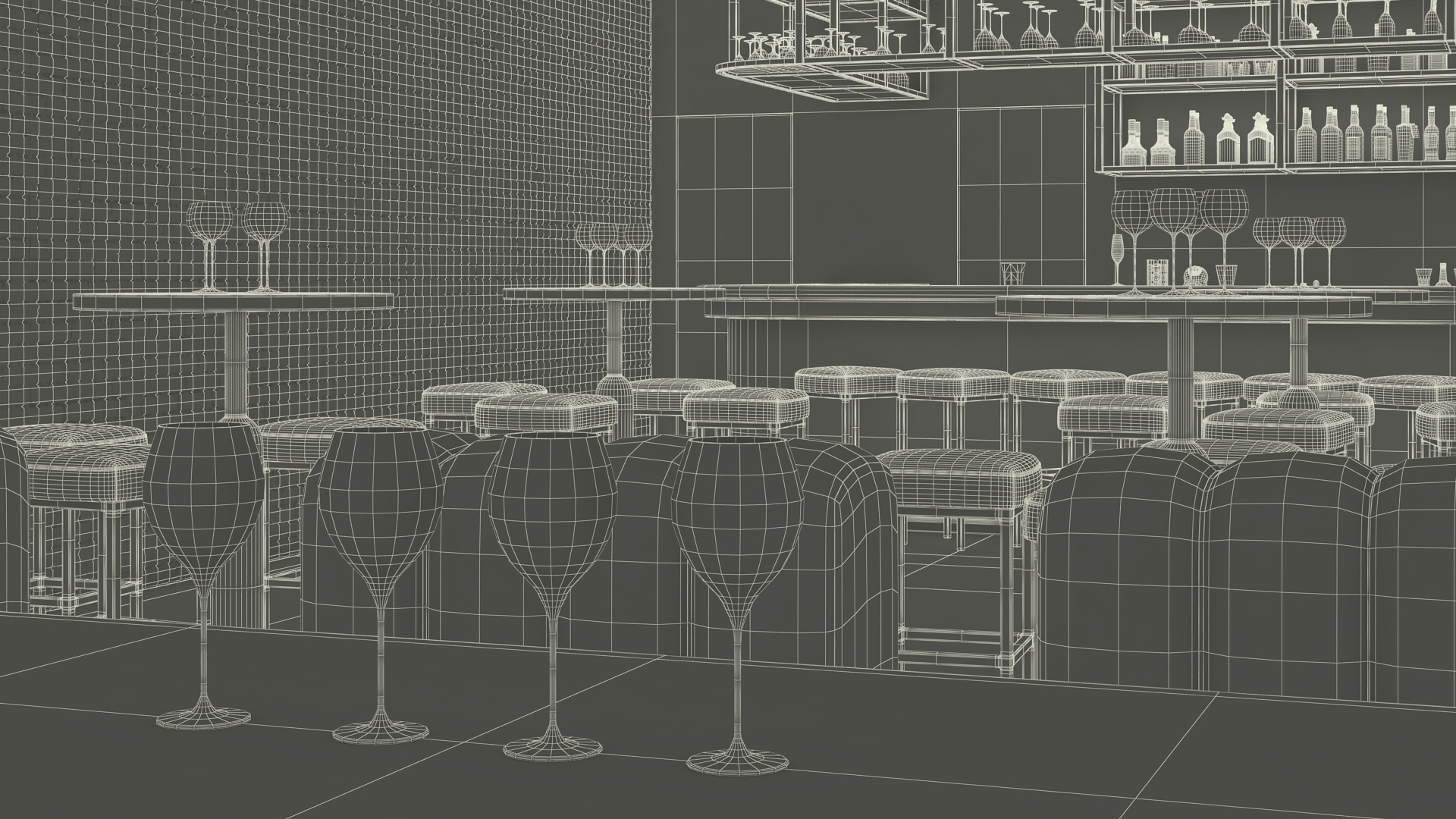 3D Modern Bar with Shelves model