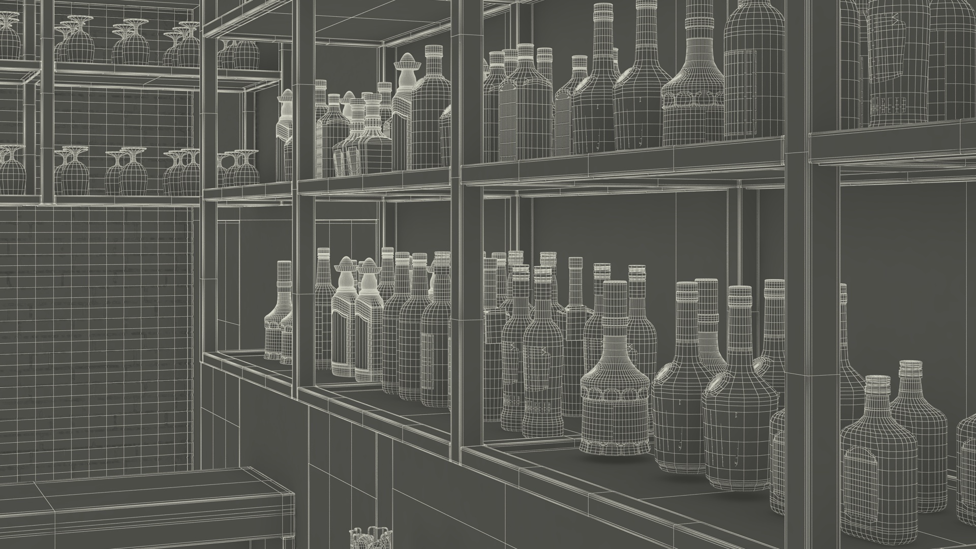 3D Modern Bar with Shelves model