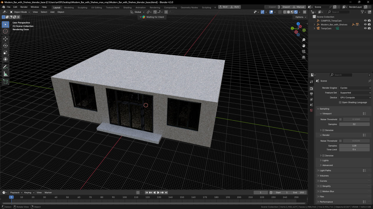 3D Modern Bar with Shelves model