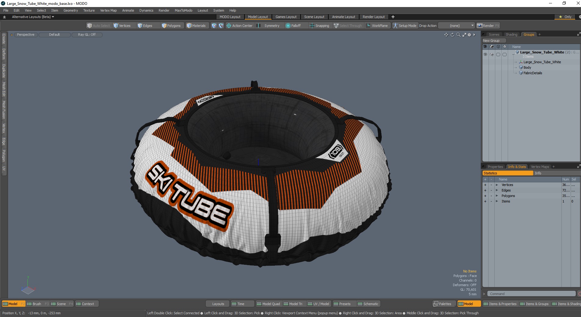 3D Large Snow Tube White
