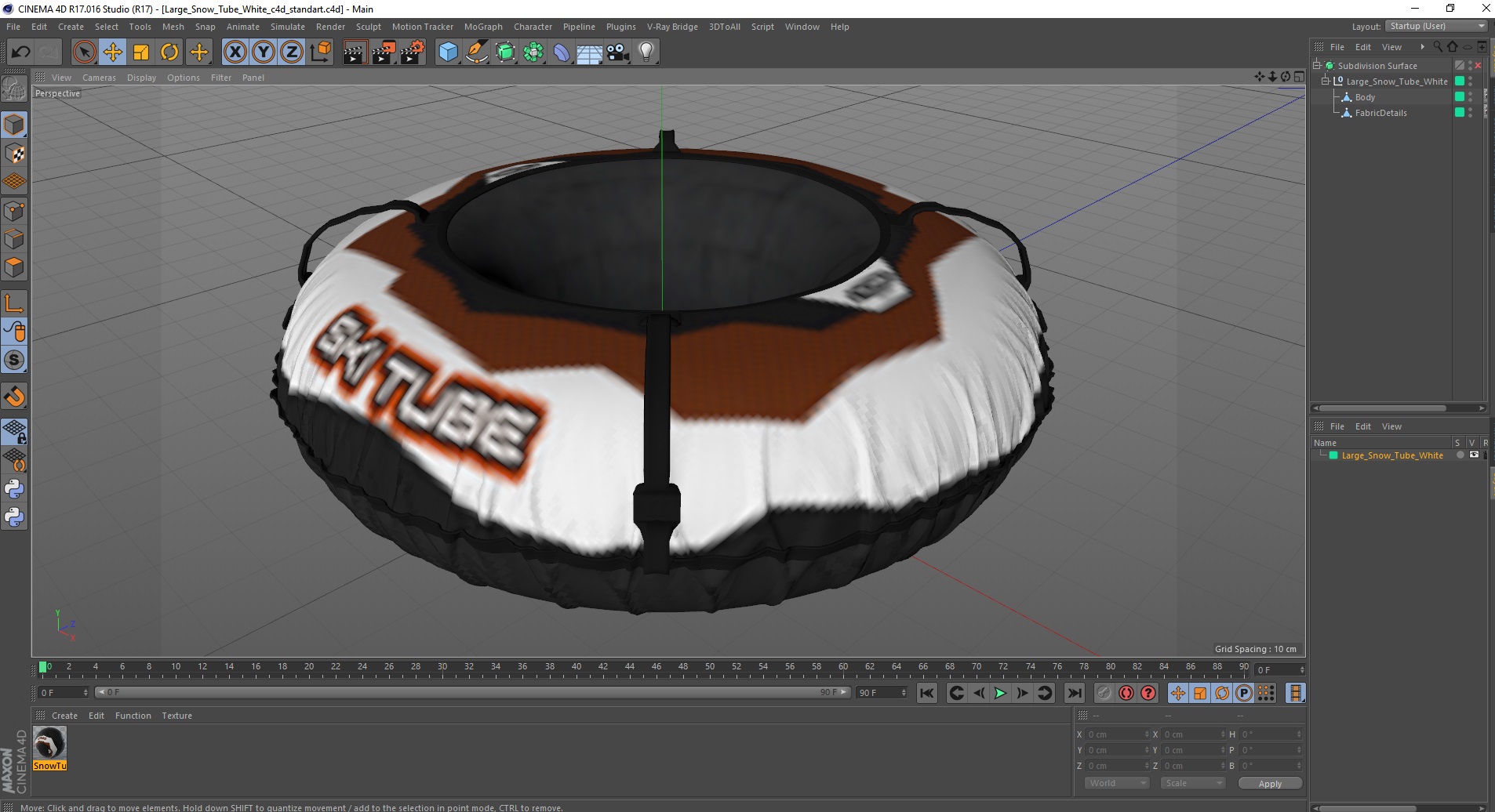 3D Large Snow Tube White