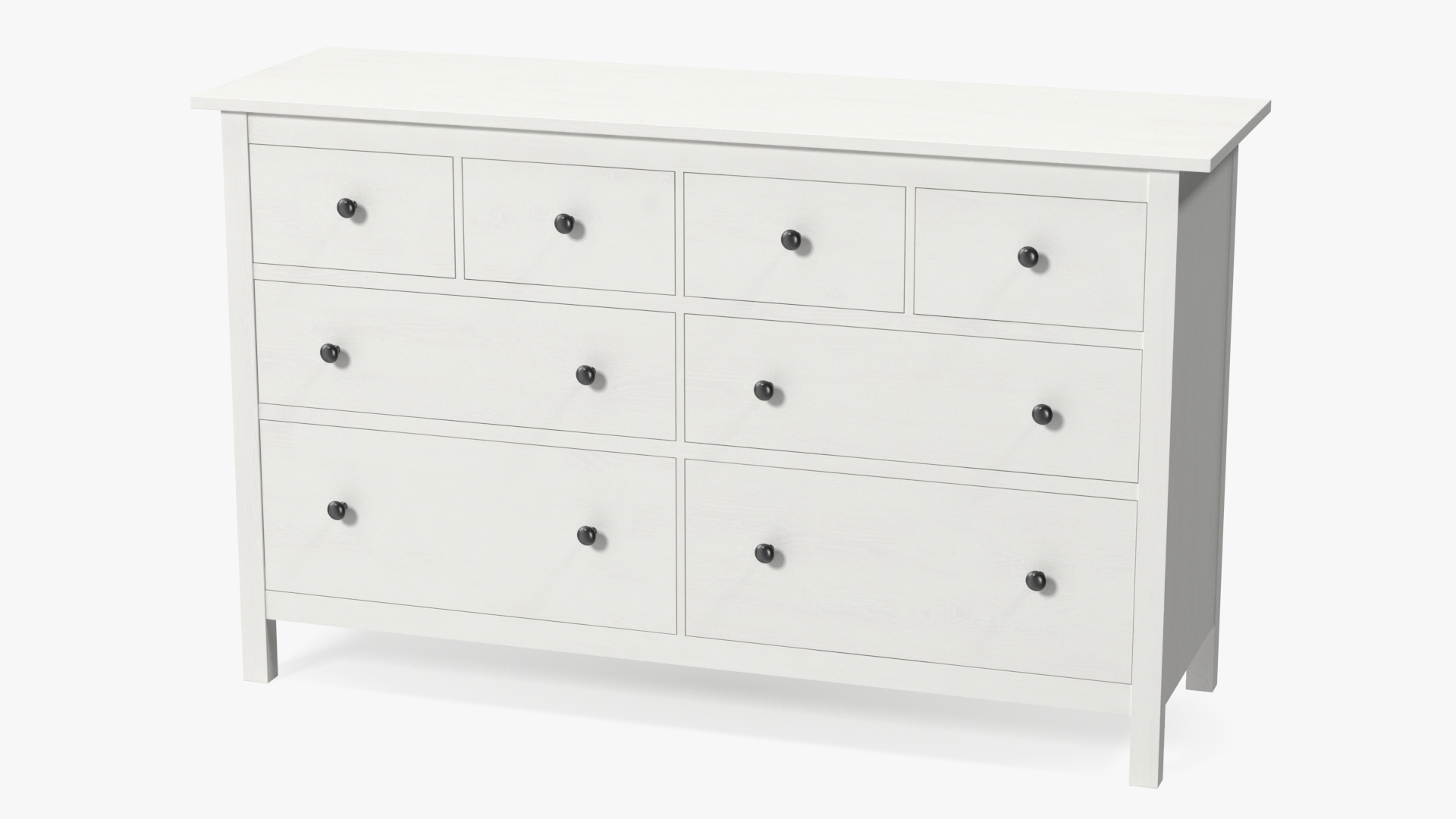 3D model Ikea Hemnes 8 Drawer Dresser White Stain