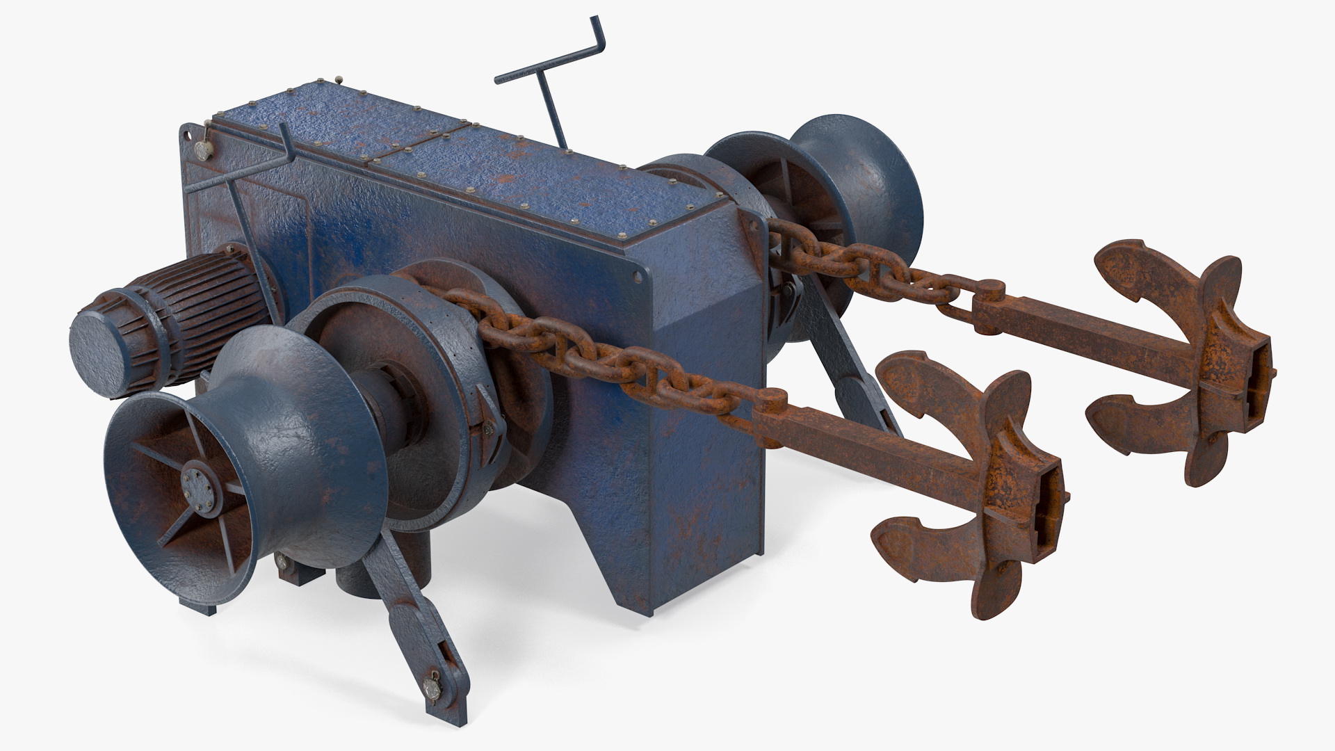 3D Rusty Marine Anchor Windlass model