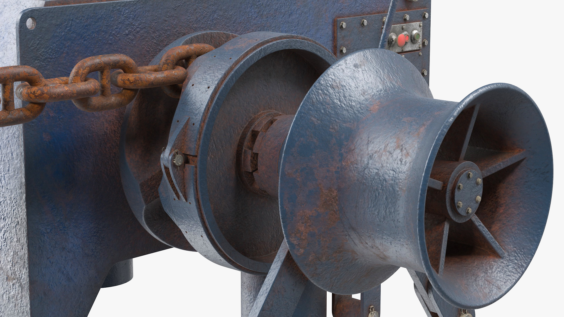 3D Rusty Marine Anchor Windlass model