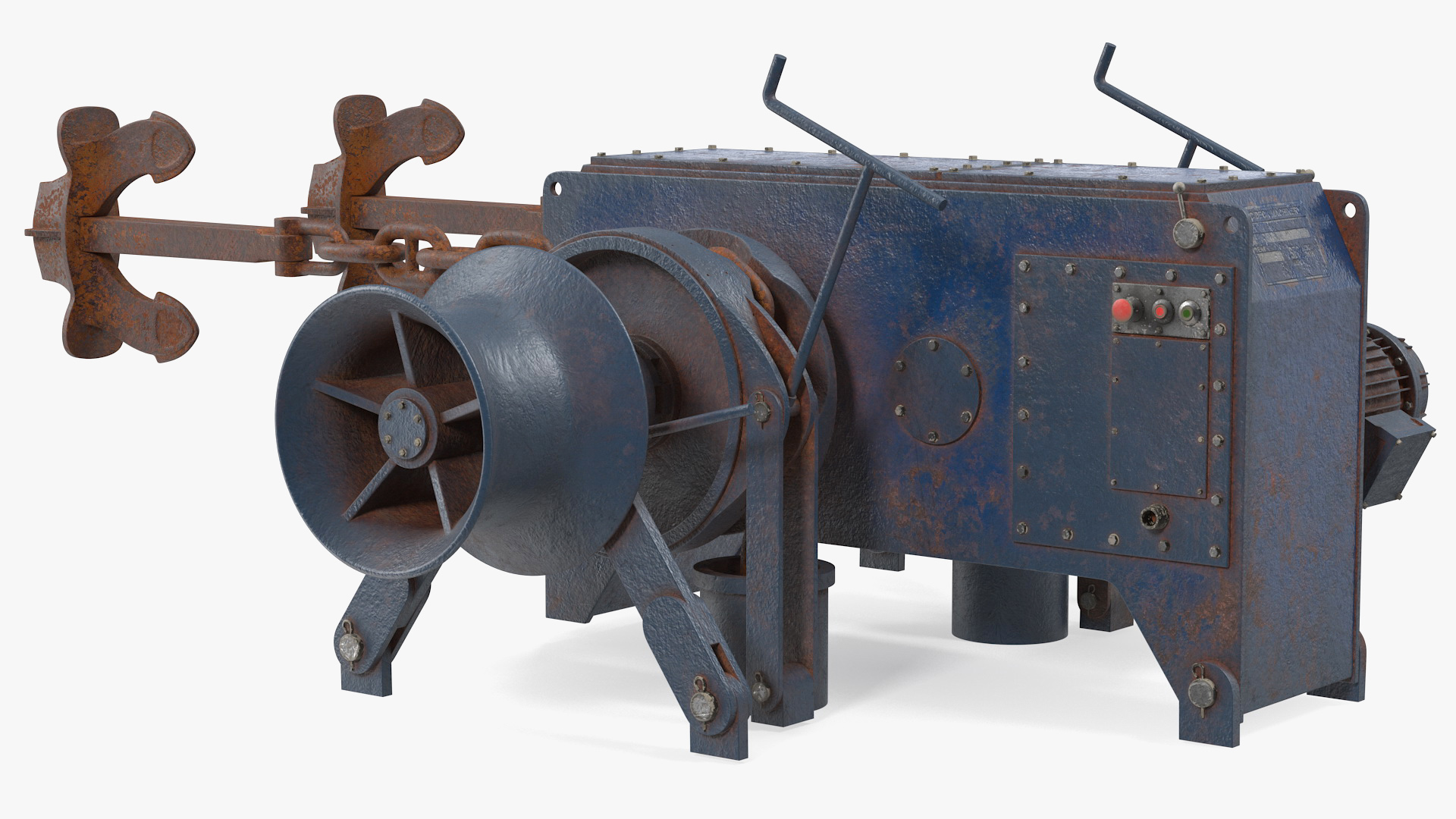 3D Rusty Marine Anchor Windlass model