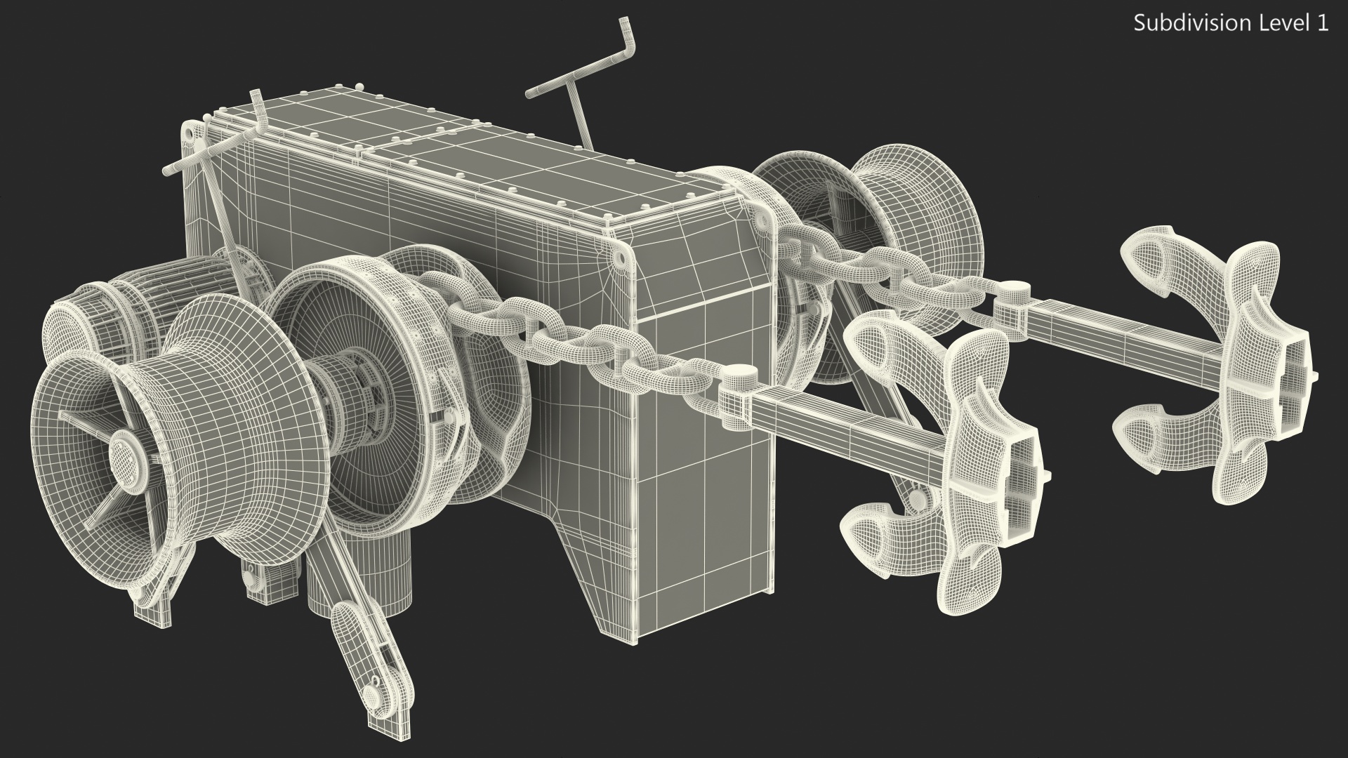 3D Rusty Marine Anchor Windlass model