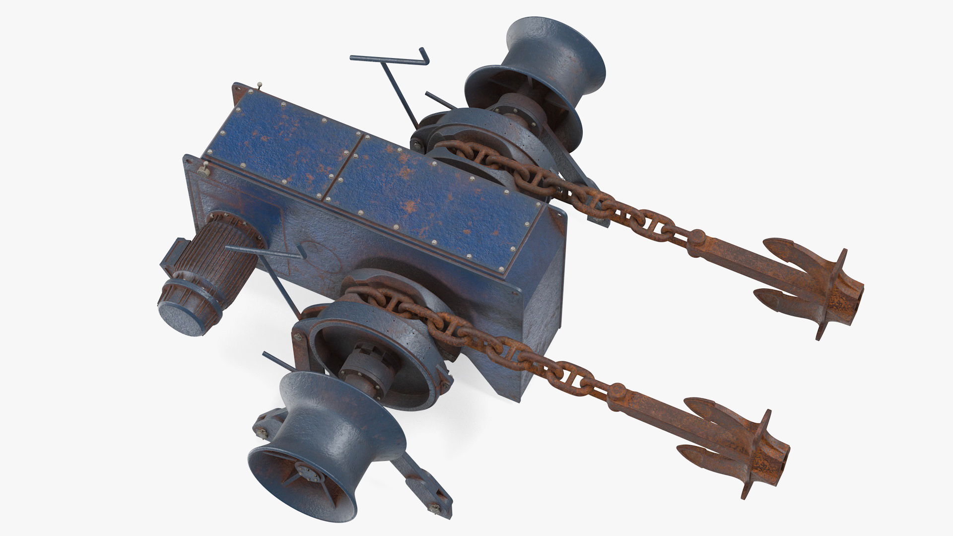 3D Rusty Marine Anchor Windlass model