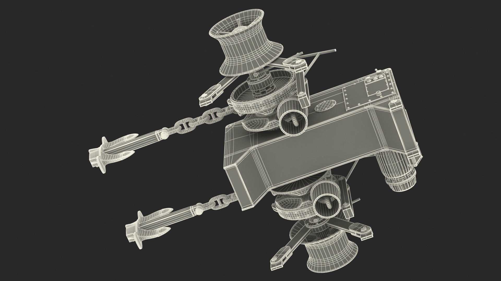 3D Rusty Marine Anchor Windlass model