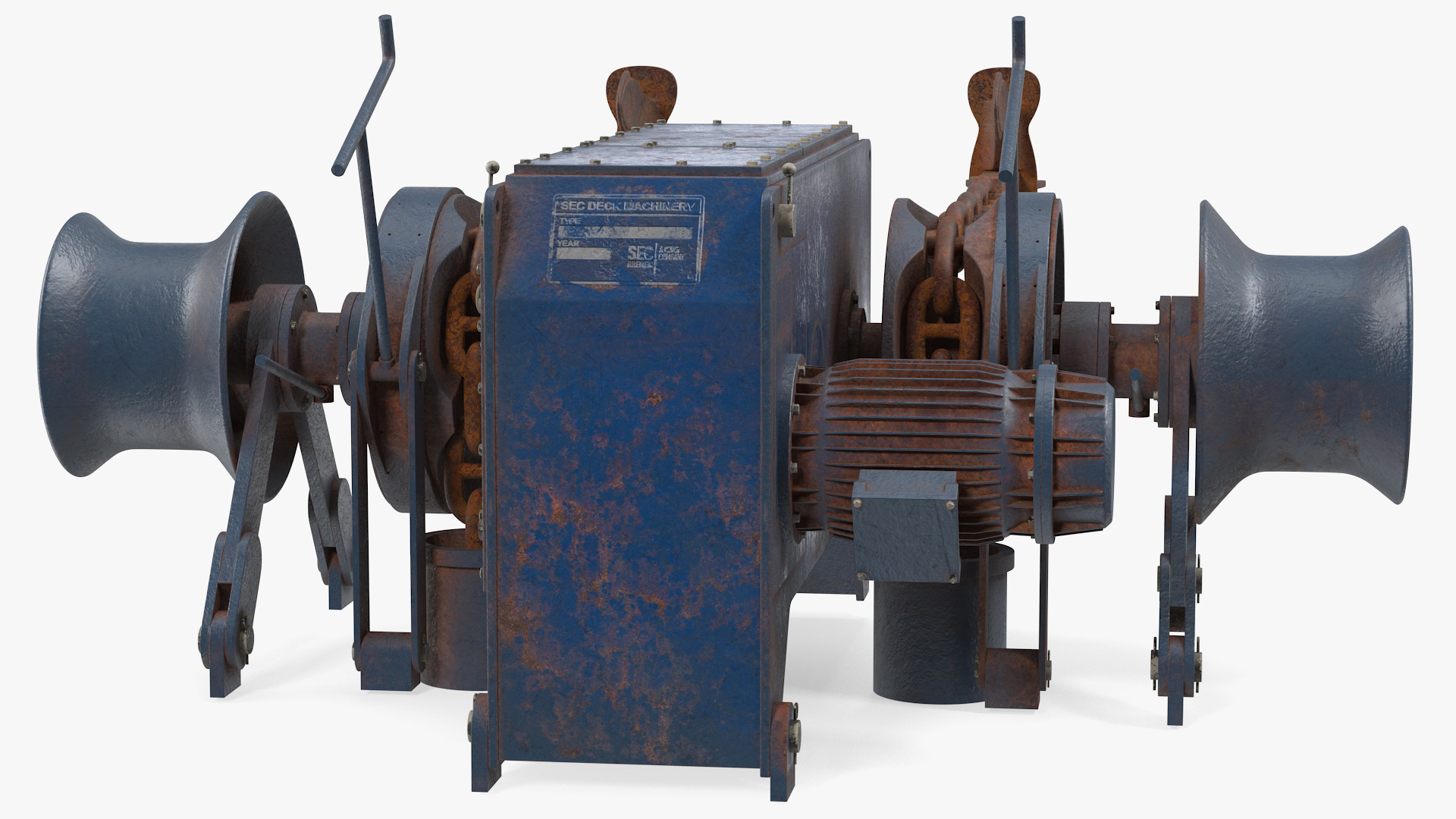 3D Rusty Marine Anchor Windlass model