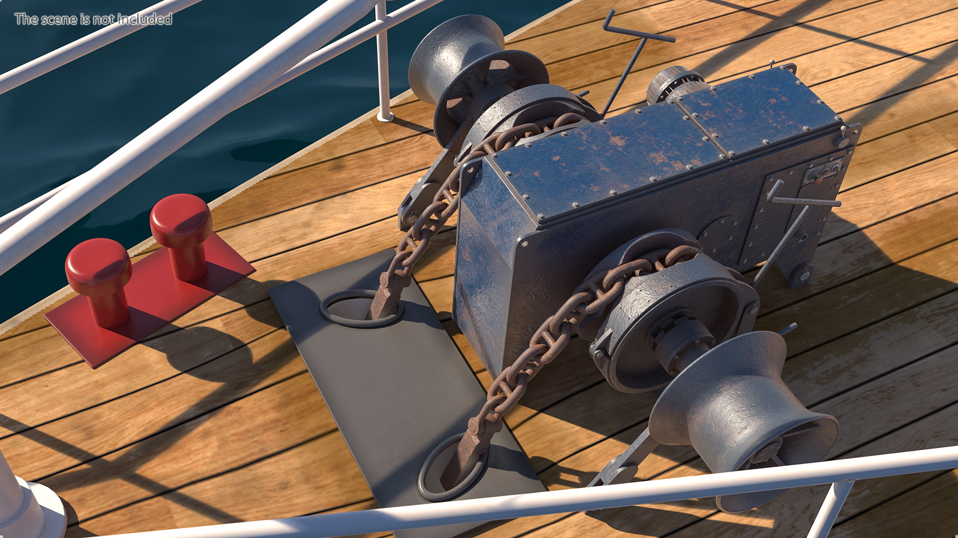 3D Rusty Marine Anchor Windlass model
