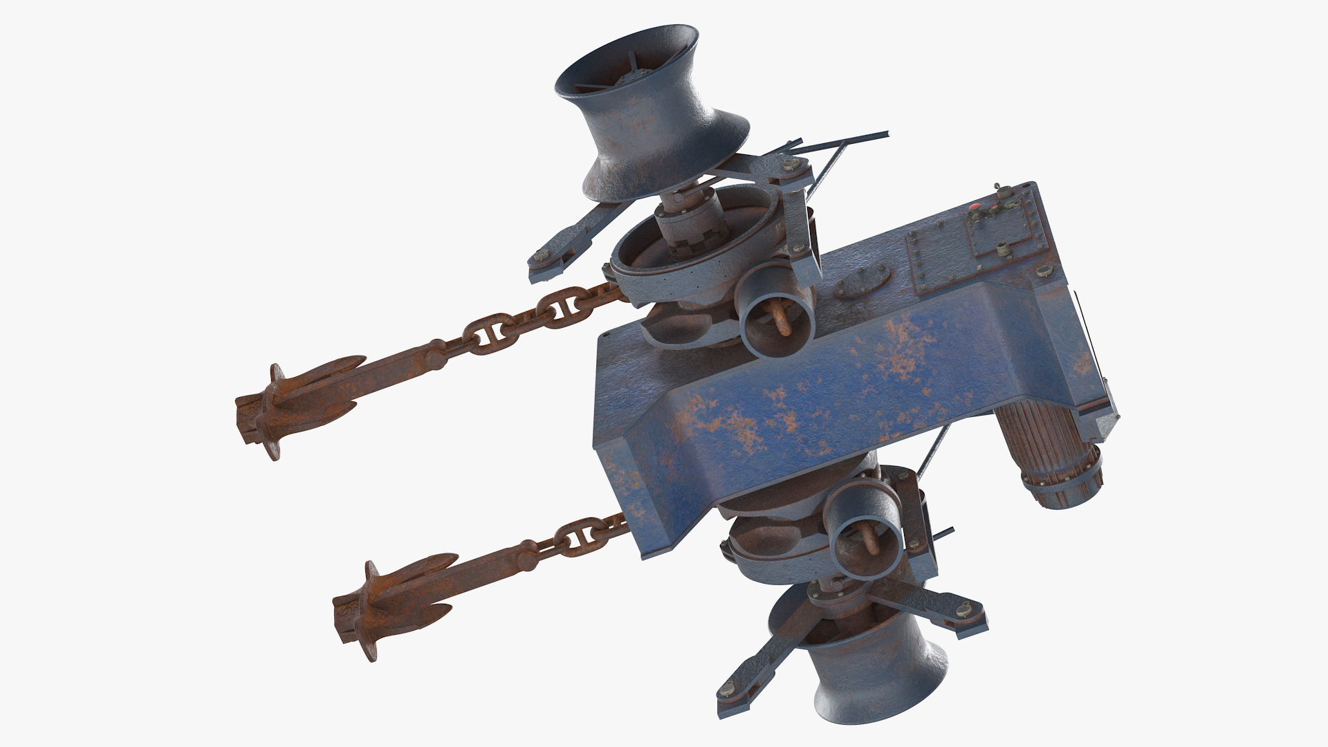 3D Rusty Marine Anchor Windlass model