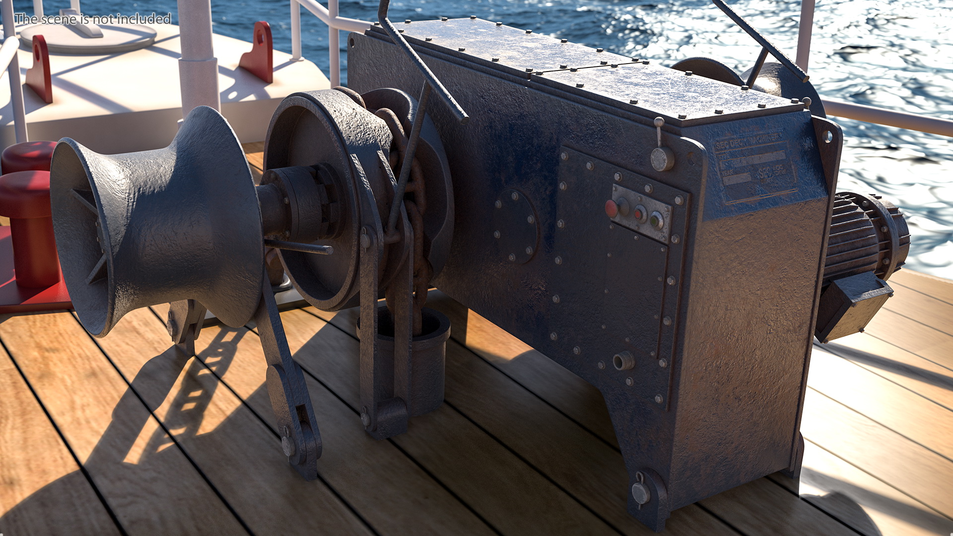 3D Rusty Marine Anchor Windlass model