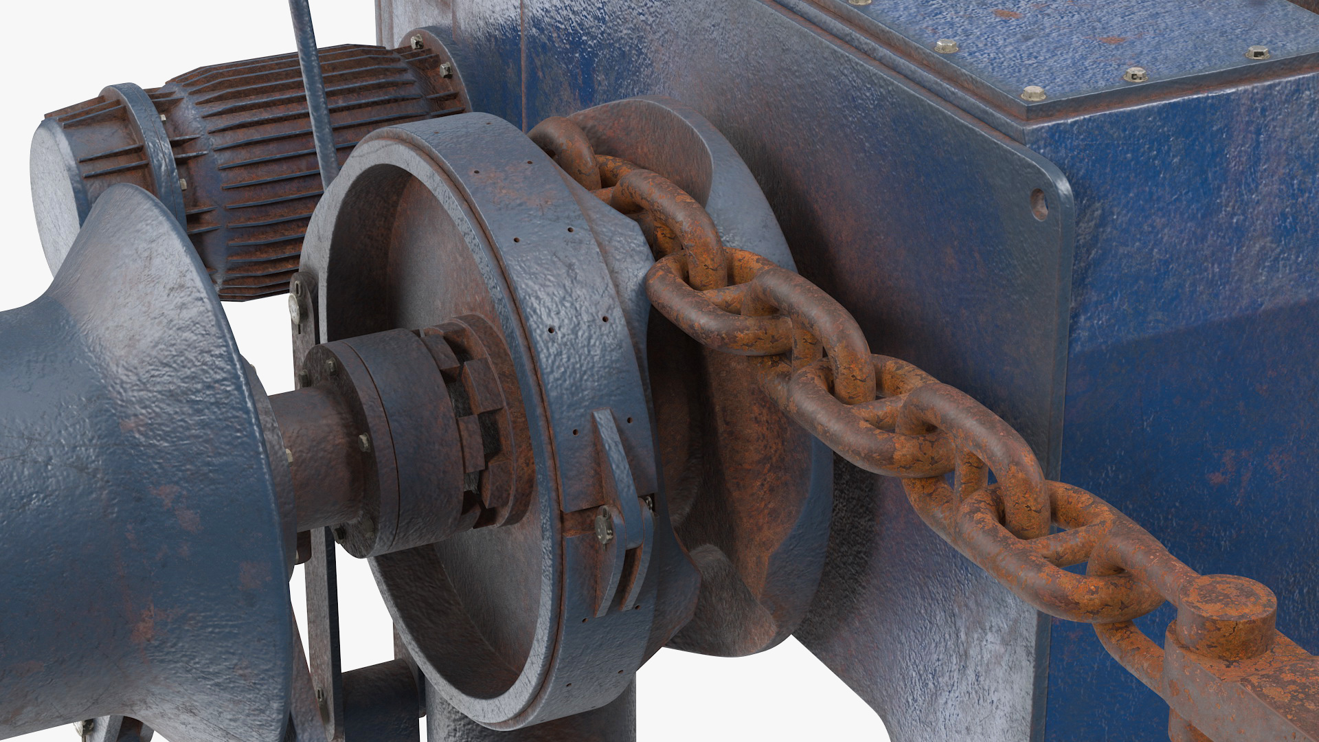 3D Rusty Marine Anchor Windlass model
