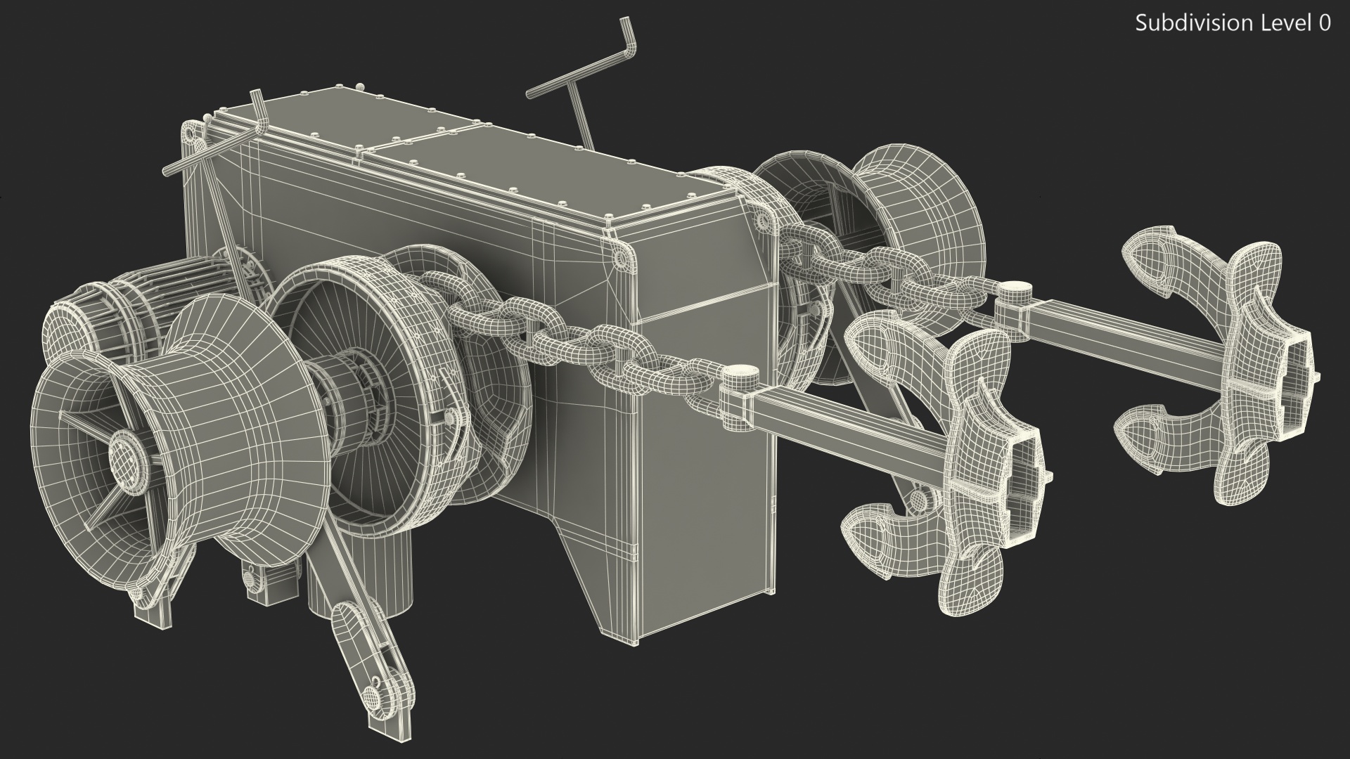 3D Rusty Marine Anchor Windlass model