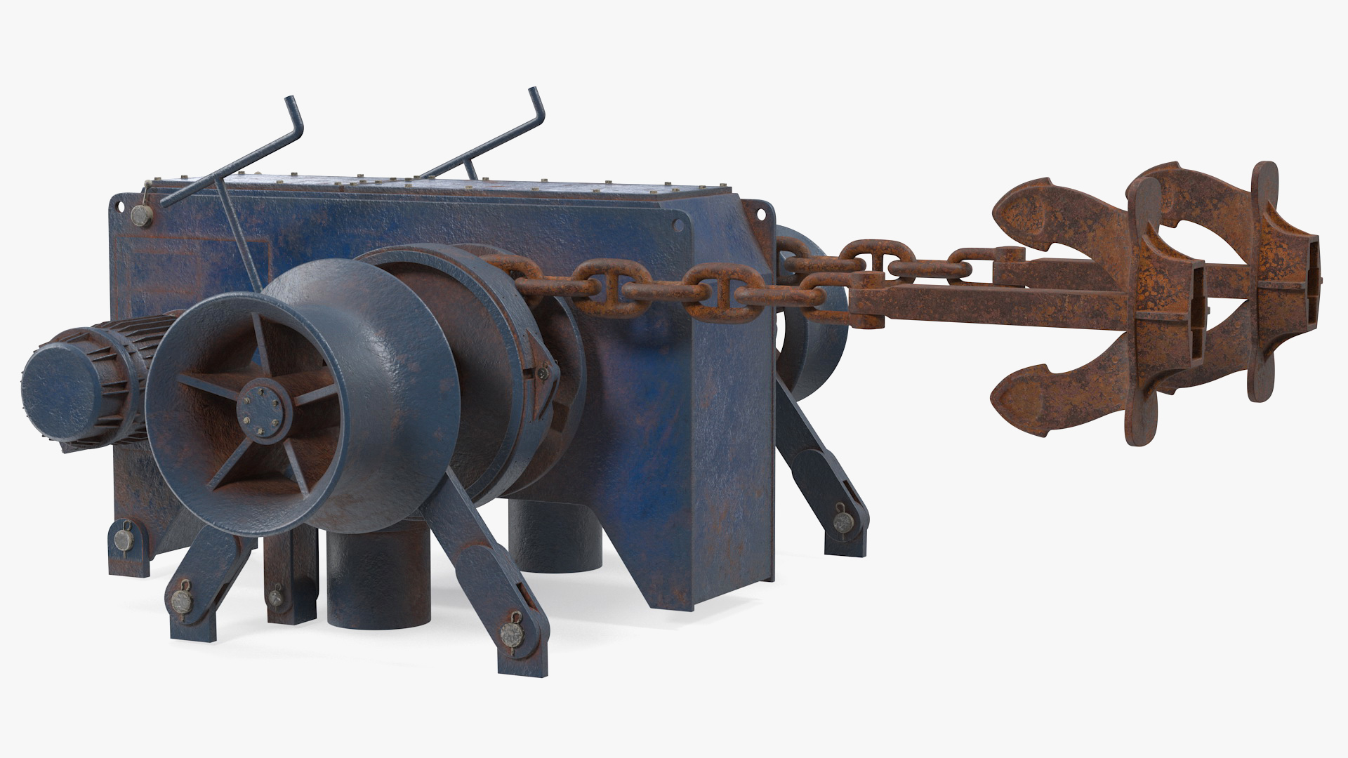 3D Rusty Marine Anchor Windlass model