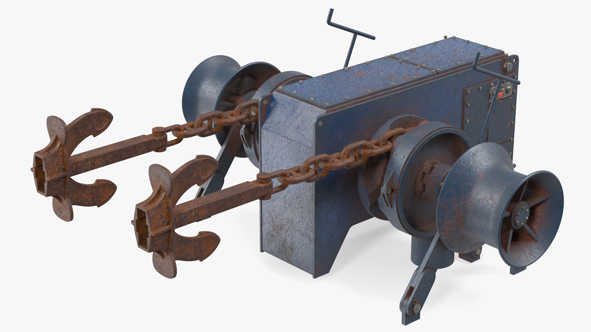 3D Rusty Marine Anchor Windlass model