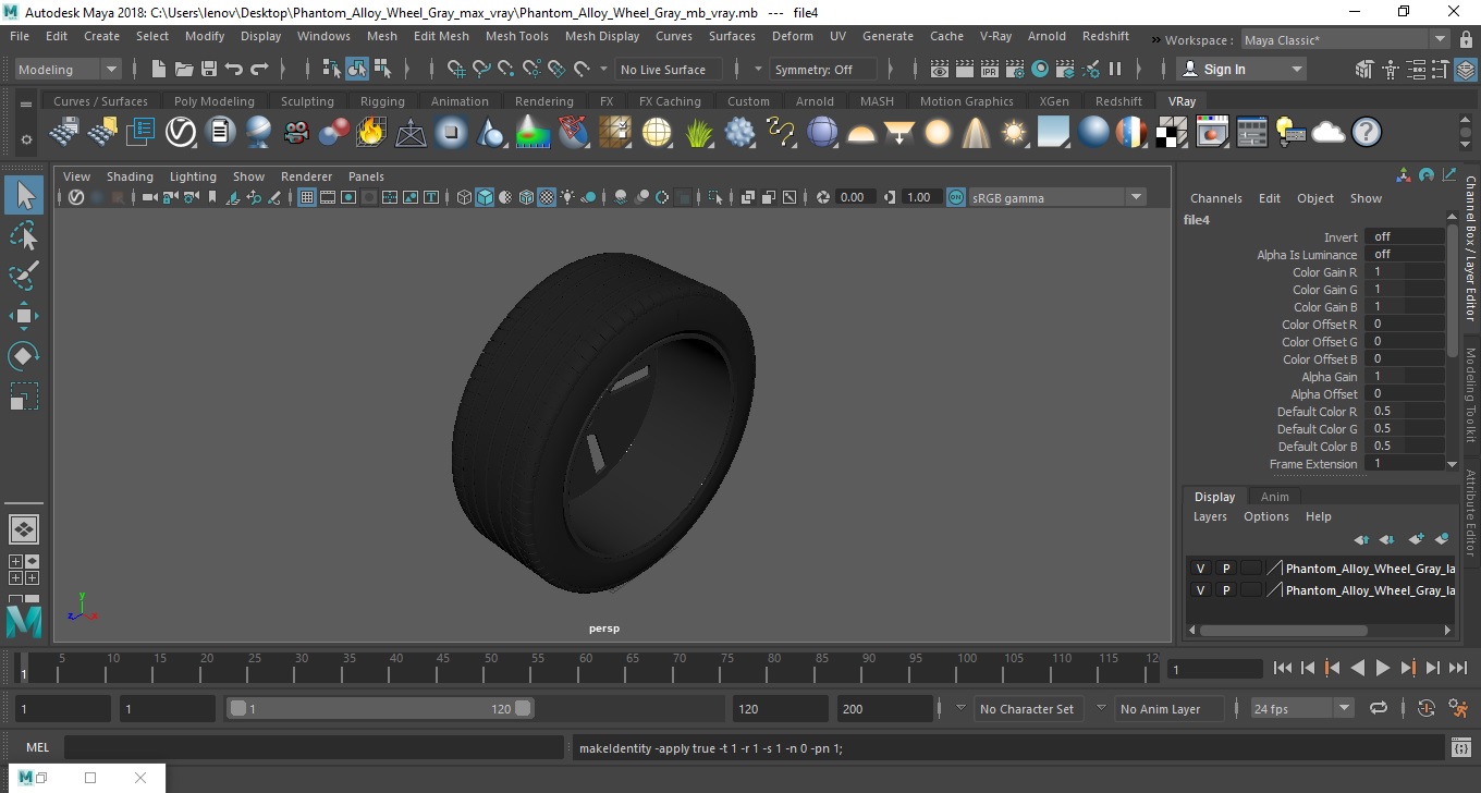Phantom Alloy Wheel Gray 3D model