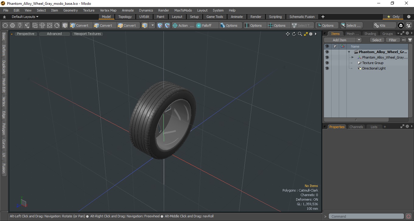 Phantom Alloy Wheel Gray 3D model
