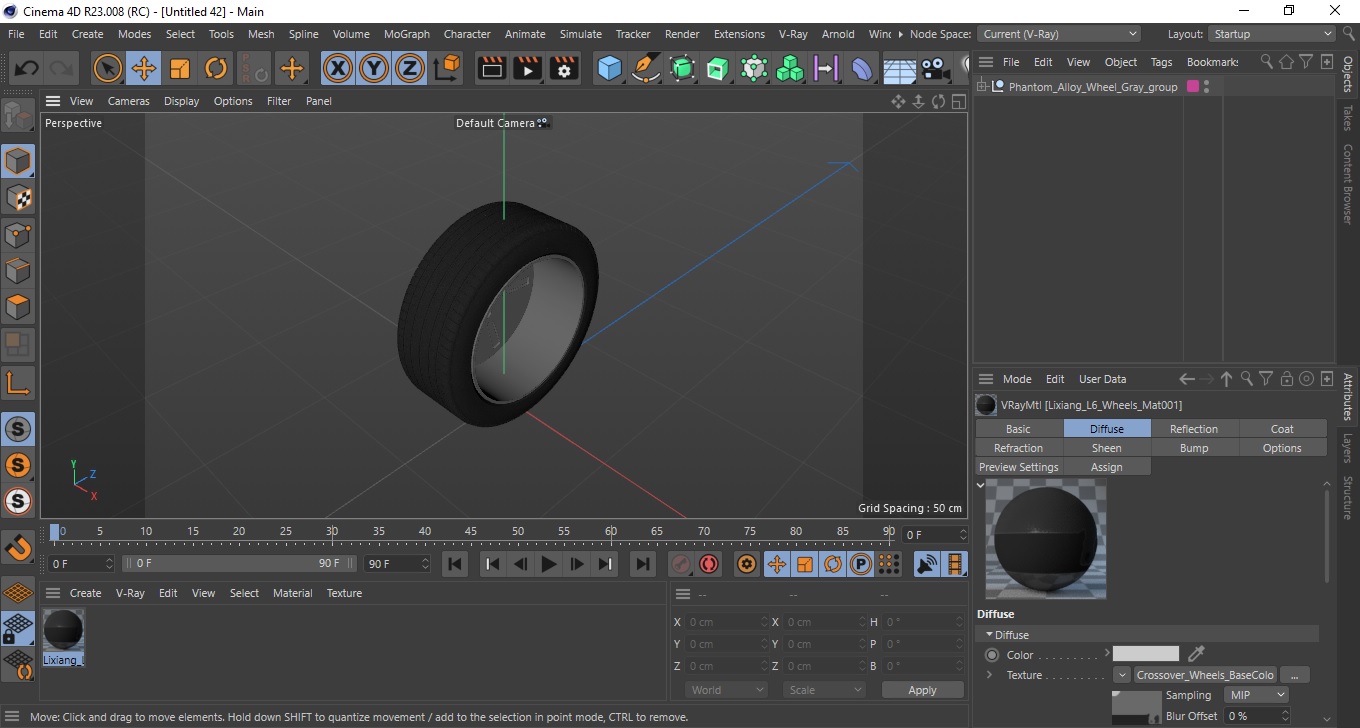 Phantom Alloy Wheel Gray 3D model