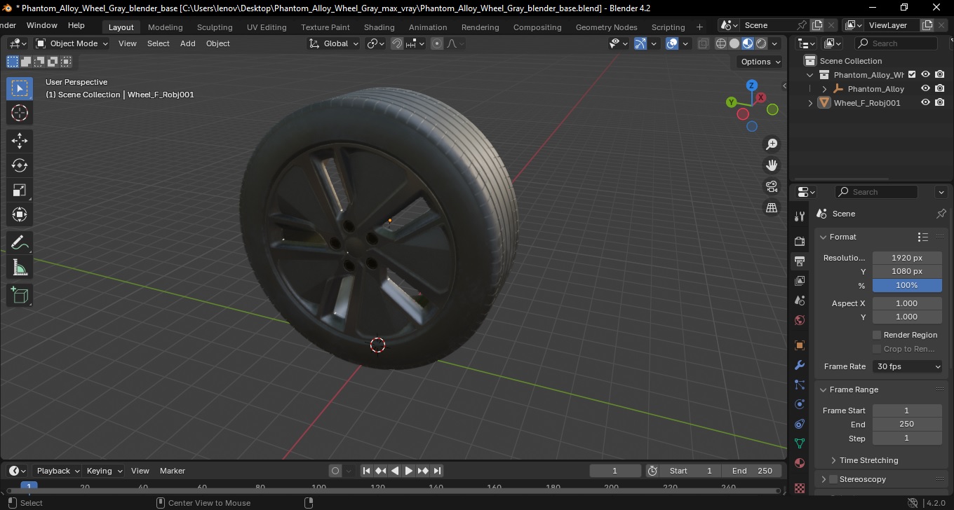 Phantom Alloy Wheel Gray 3D model