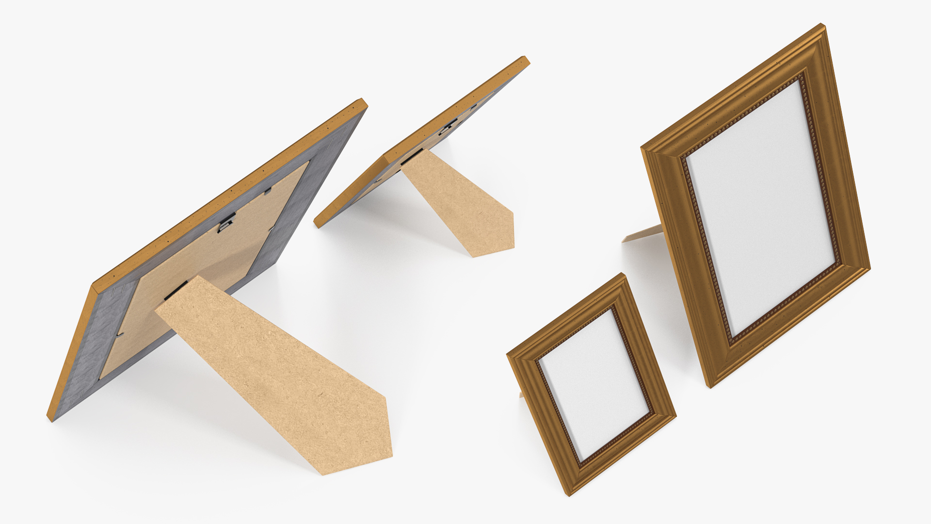 3D Golden Rectangle Photo Frames Set model