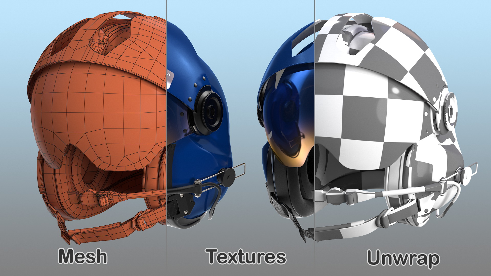 3D Evolution 252 Helicopter Helmet with Visor Cover model
