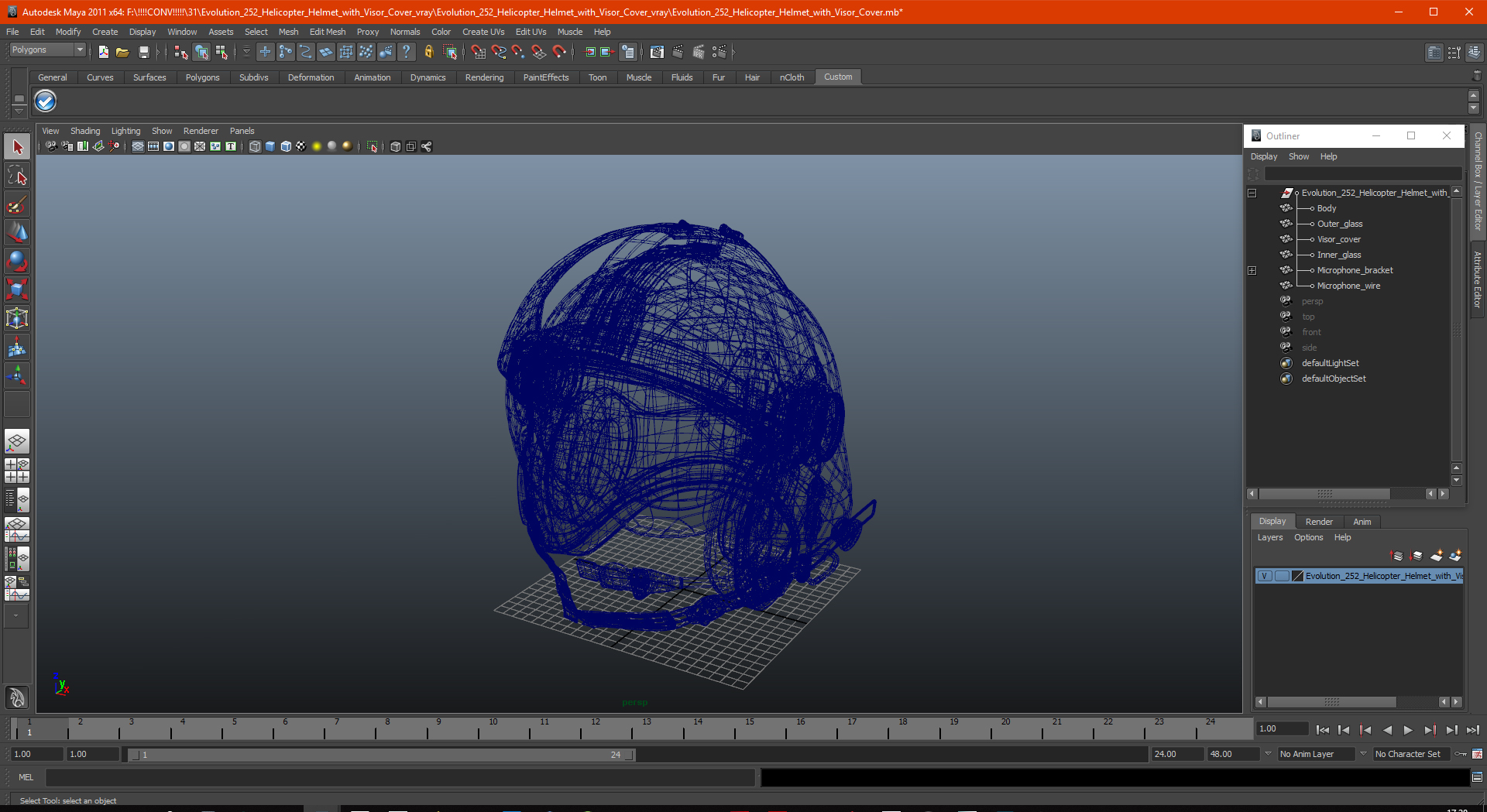 3D Evolution 252 Helicopter Helmet with Visor Cover model