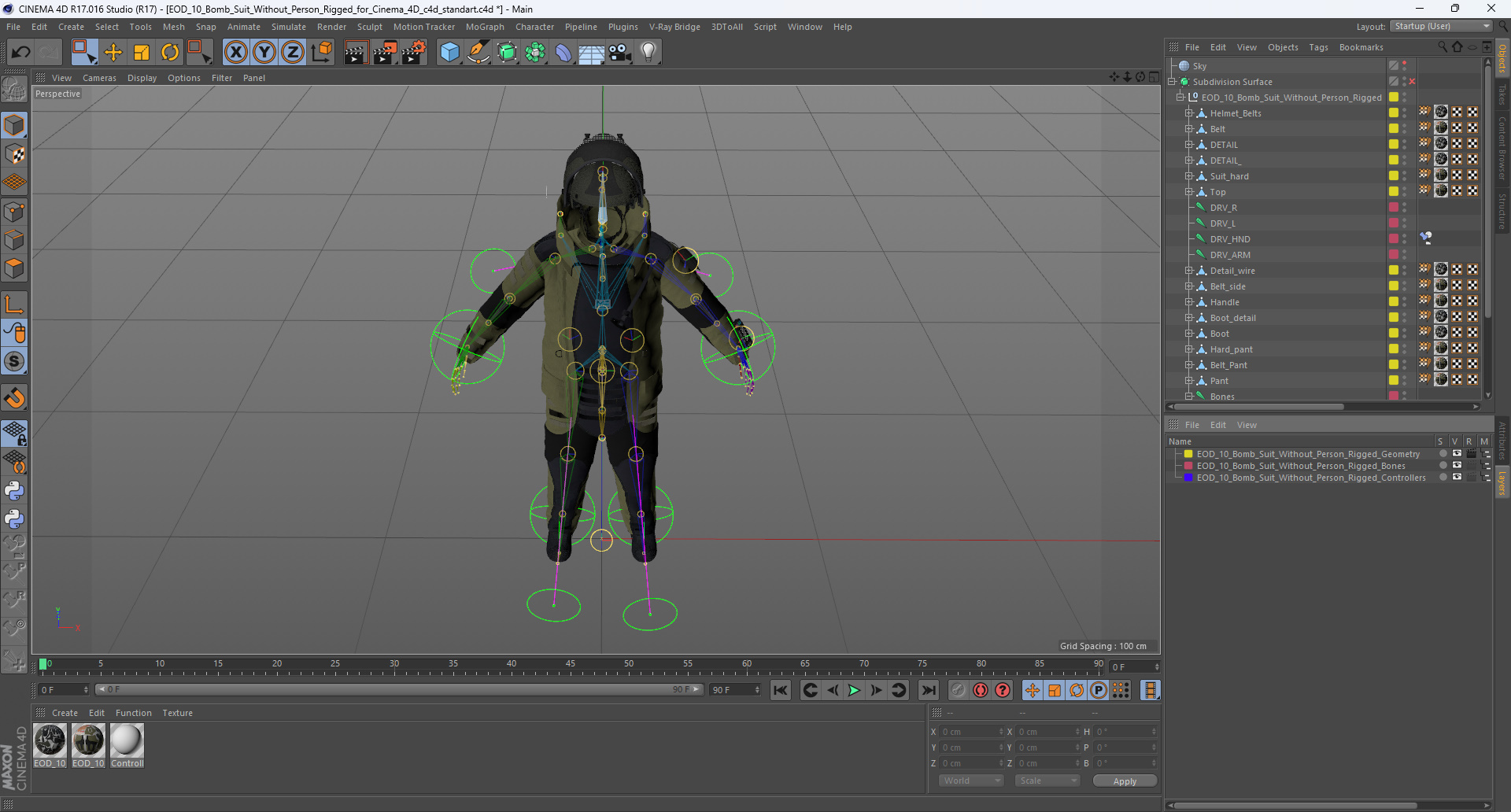 EOD 10 Bomb Suit Without Person Rigged for Cinema 4D 3D