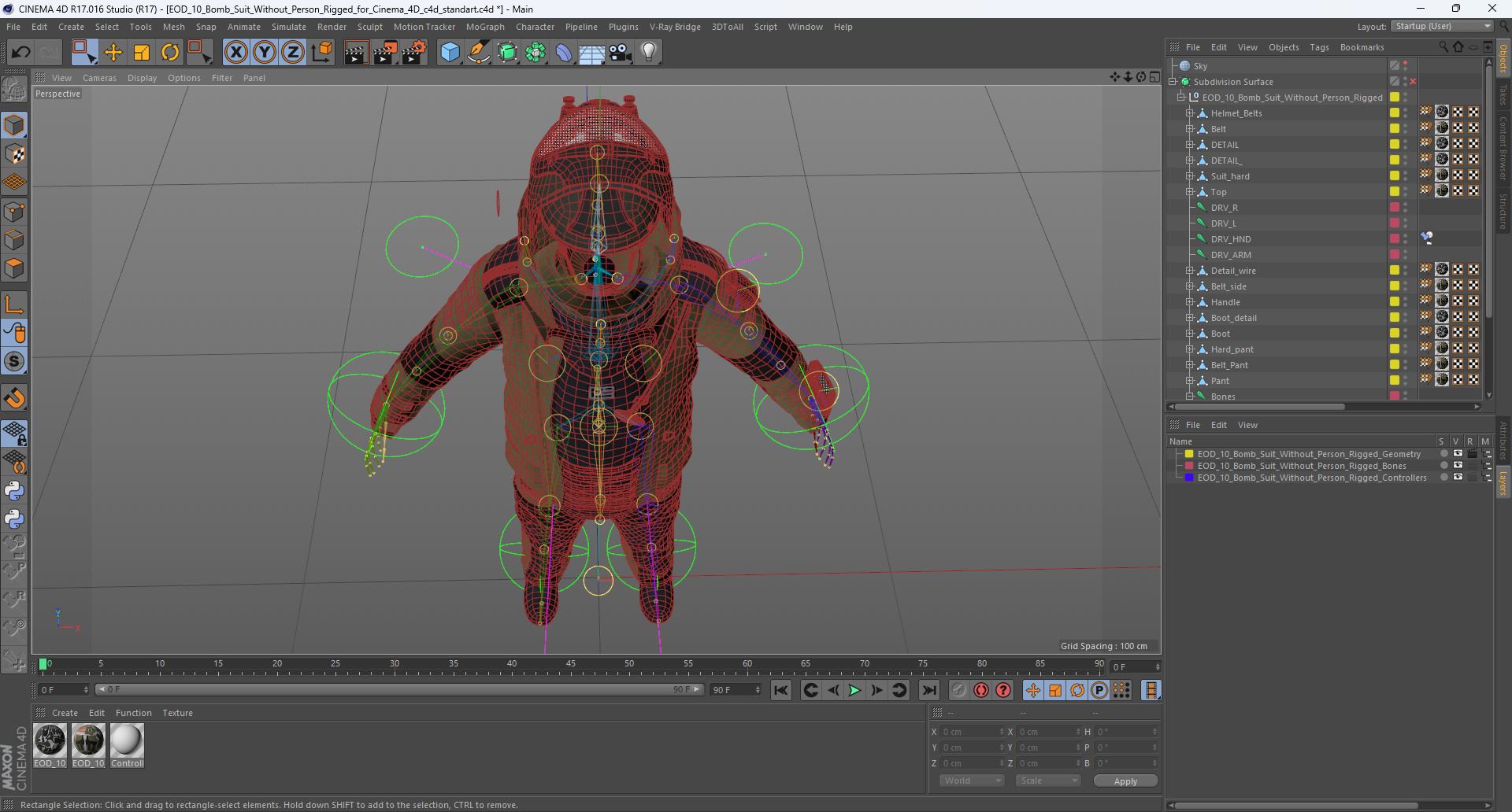 EOD 10 Bomb Suit Without Person Rigged for Cinema 4D 3D