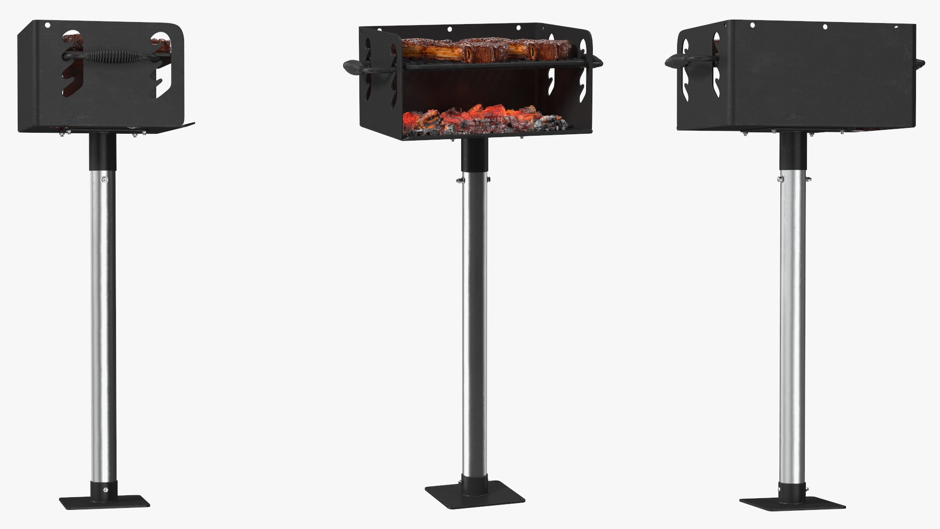 3D Charcoal Grill with BBQ Tomahawk Steak model