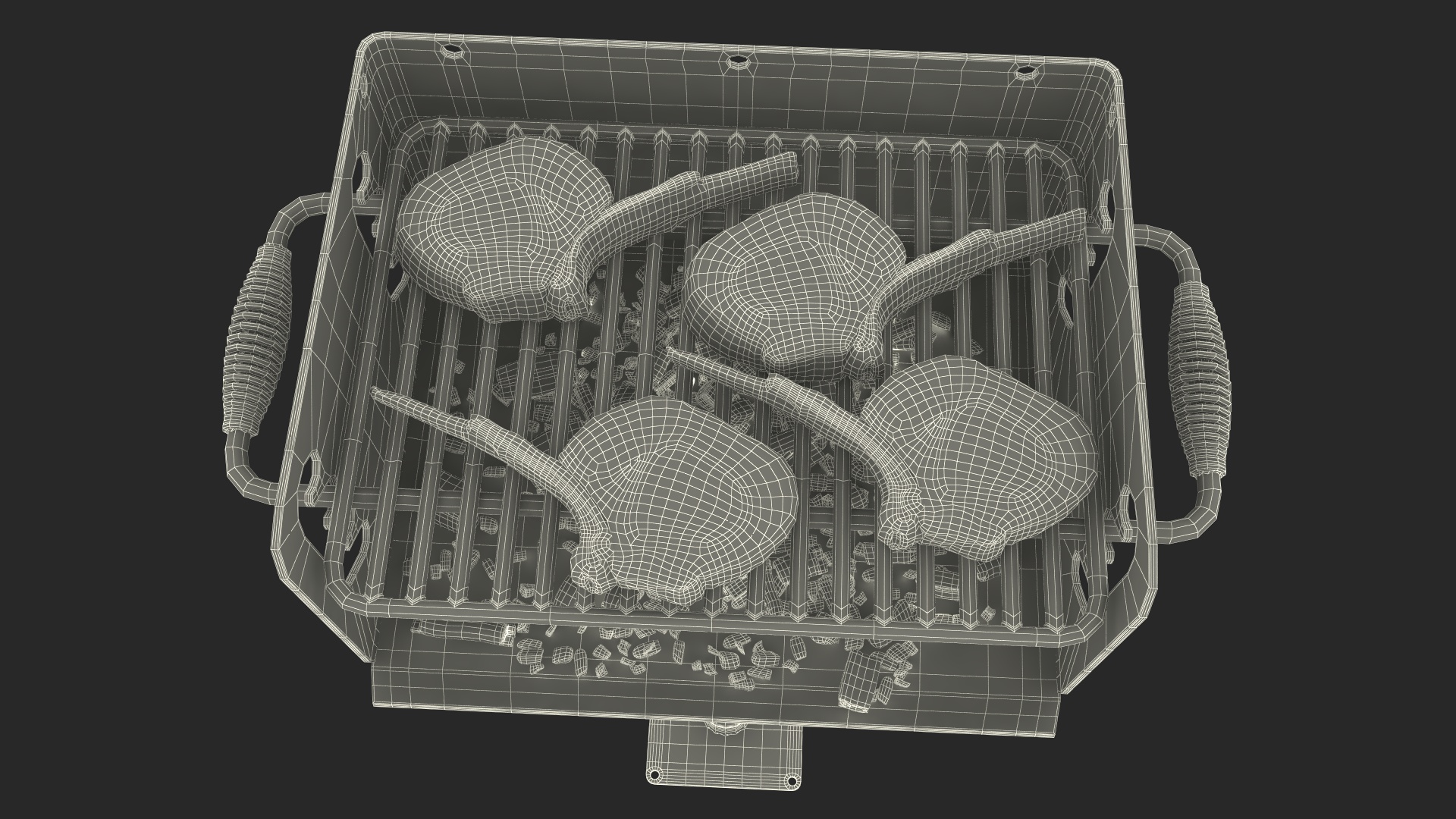3D Charcoal Grill with BBQ Tomahawk Steak model