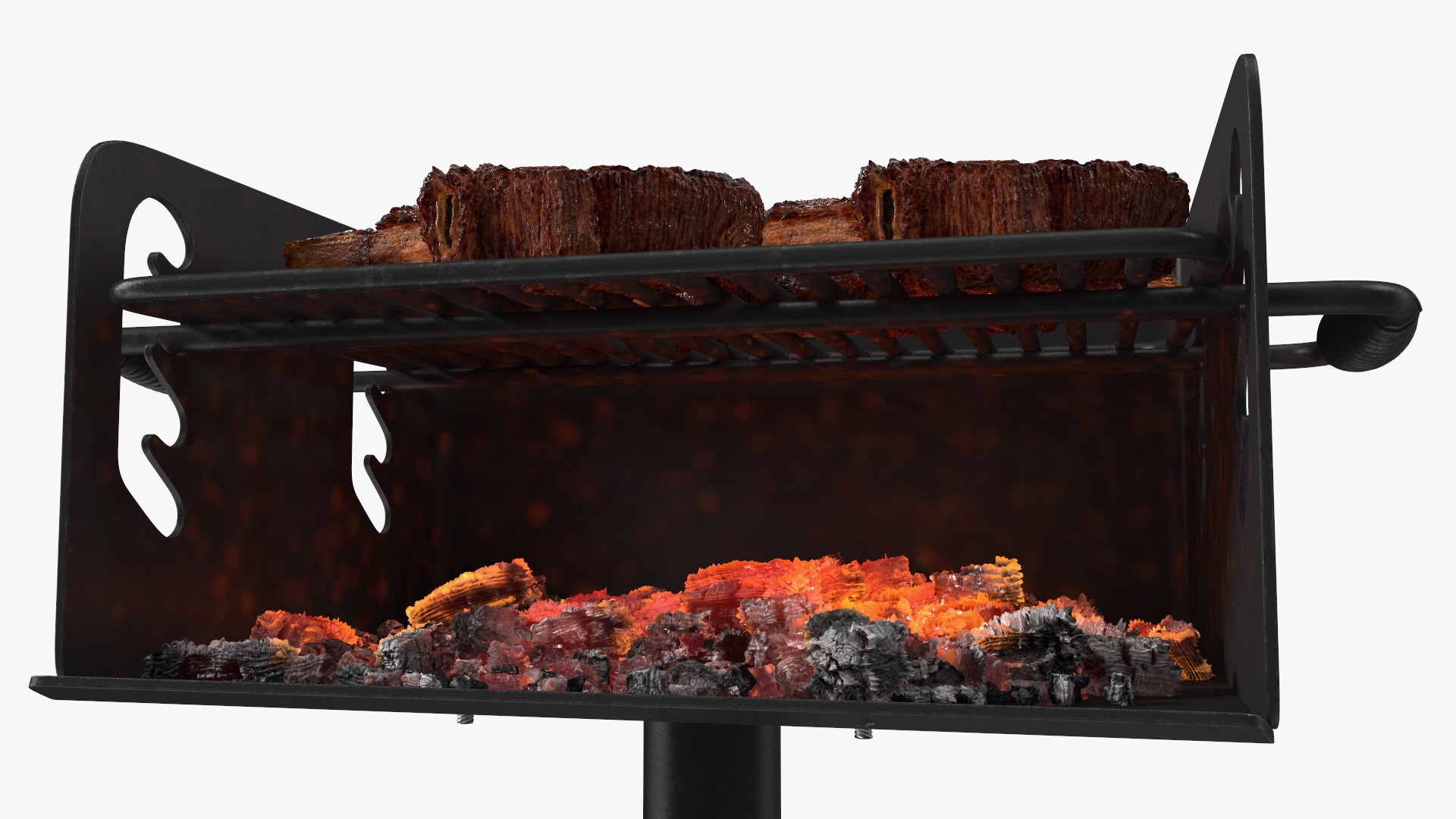 3D Charcoal Grill with BBQ Tomahawk Steak model