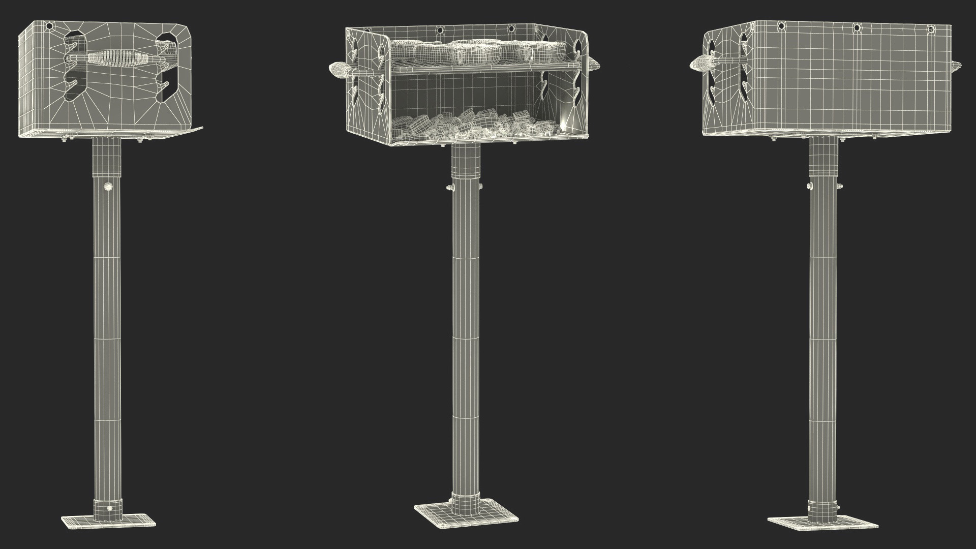 3D Charcoal Grill with BBQ Tomahawk Steak model