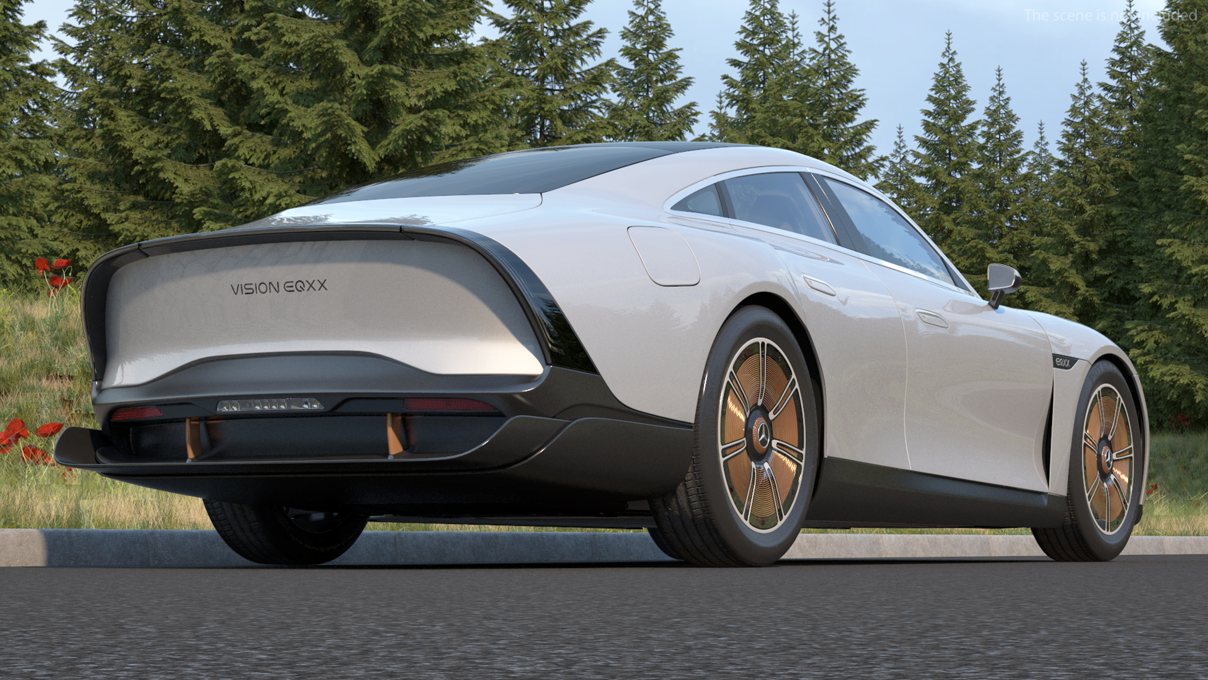 3D Electric Sedan Mercedes Benz VISION EQXX Lights OFF