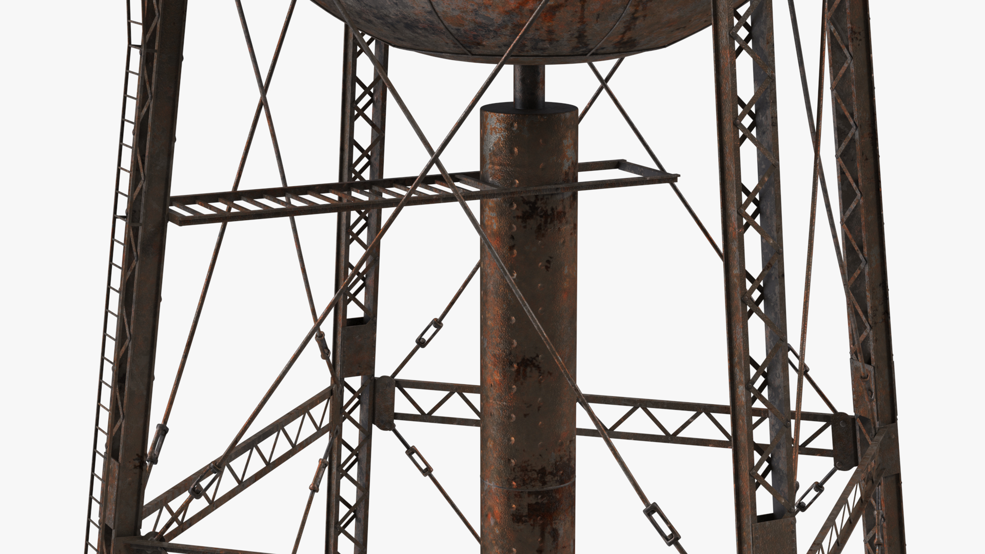 Abandoned Water Tower Rusty 3D