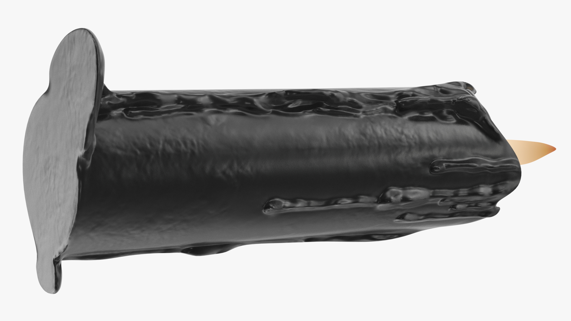3D Half Burned Candle with Flowing Wax Black