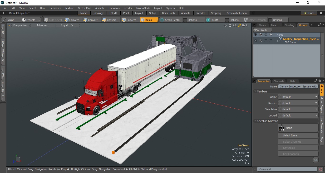 3D Gantry Inspection System with Semi Trailer Truck model