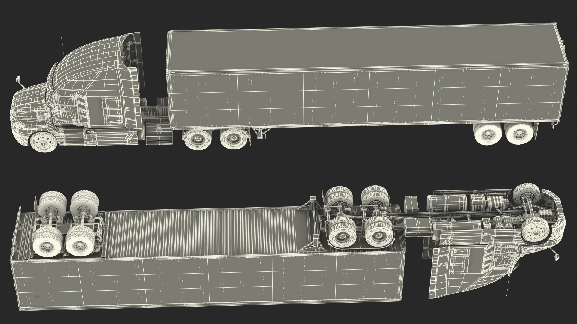 3D Gantry Inspection System with Semi Trailer Truck model