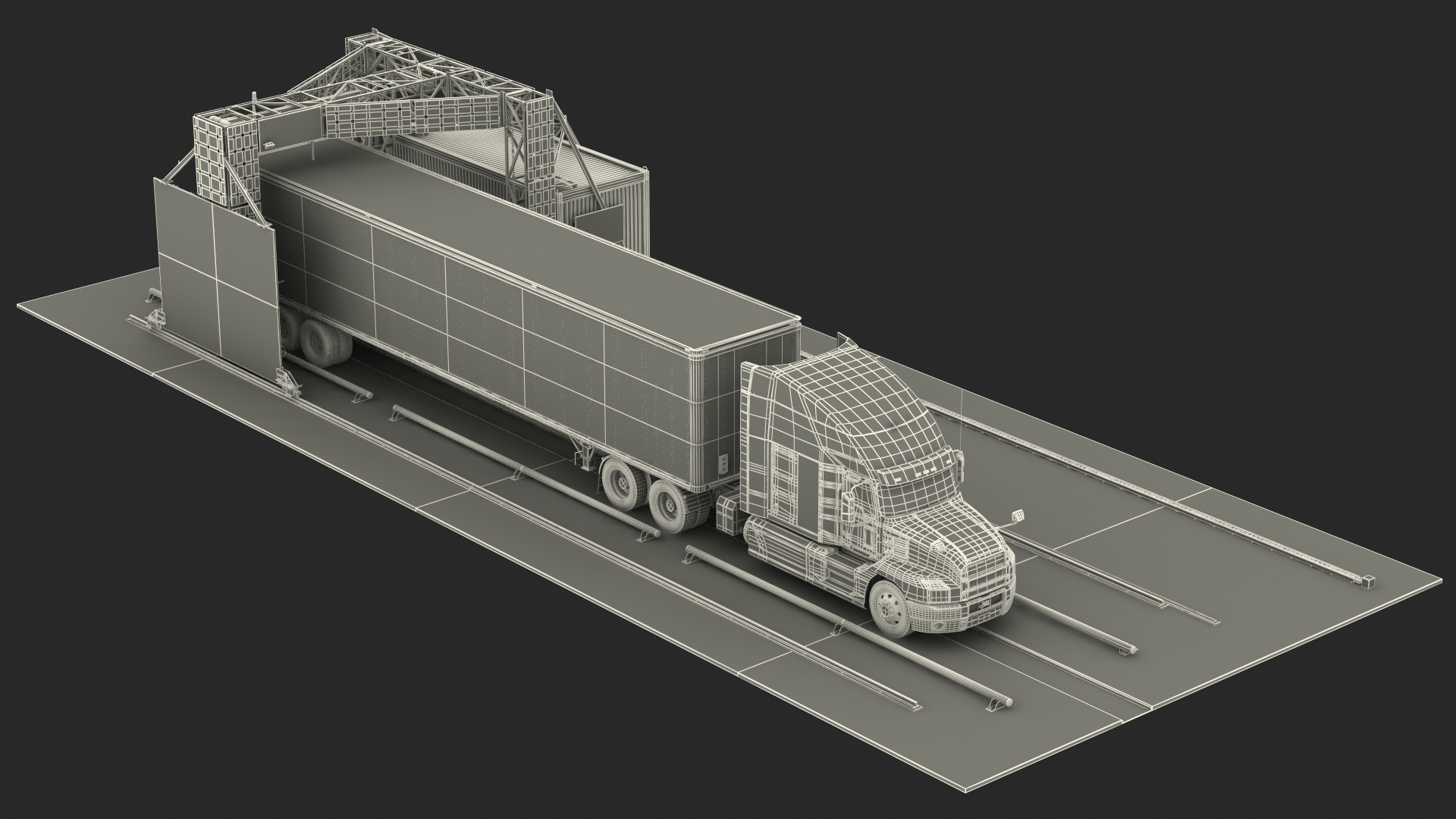 3D Gantry Inspection System with Semi Trailer Truck model