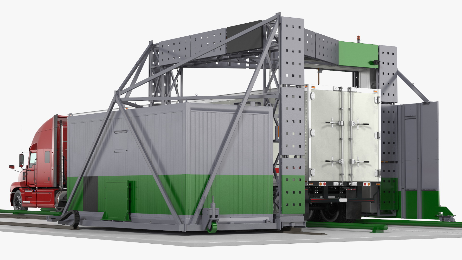 3D Gantry Inspection System with Semi Trailer Truck model