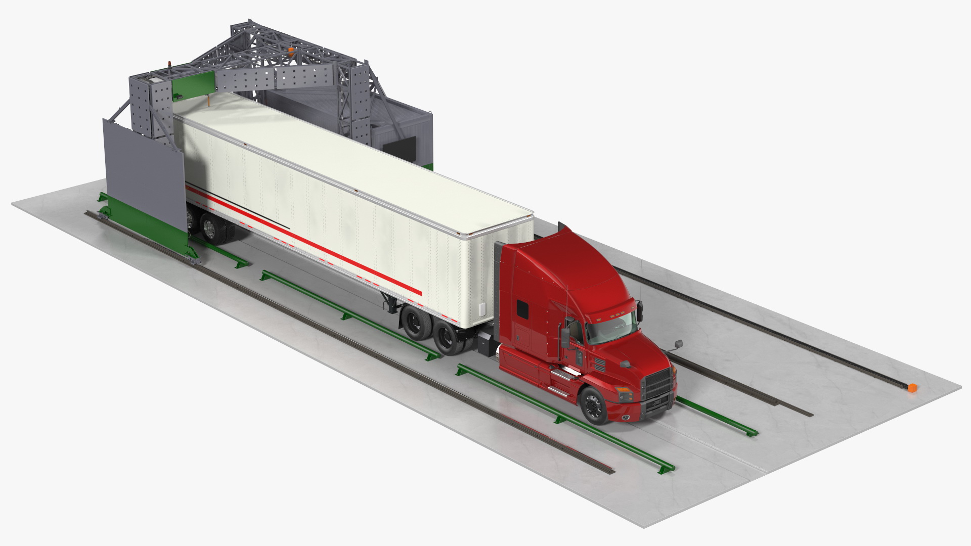 3D Gantry Inspection System with Semi Trailer Truck model