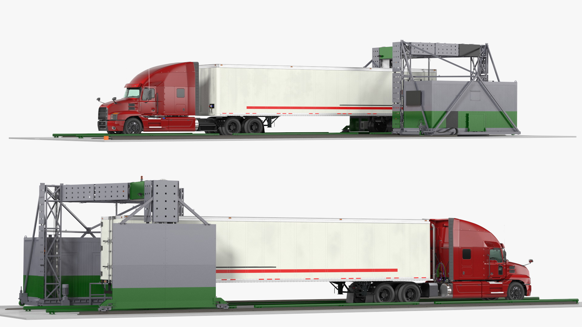 3D Gantry Inspection System with Semi Trailer Truck model