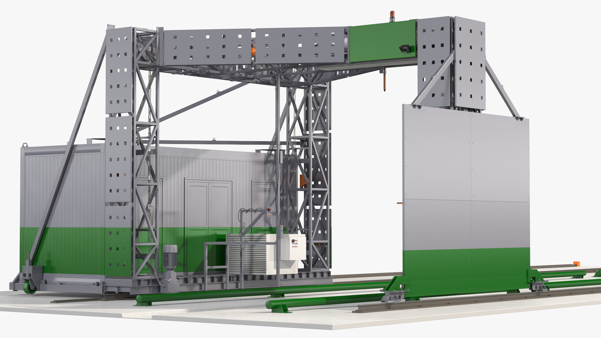 3D Gantry Inspection System with Semi Trailer Truck model