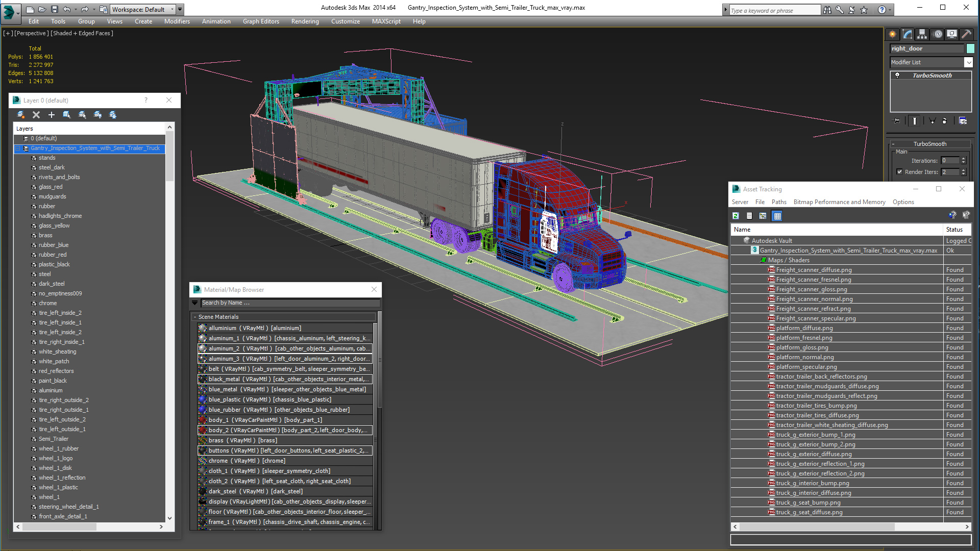 3D Gantry Inspection System with Semi Trailer Truck model
